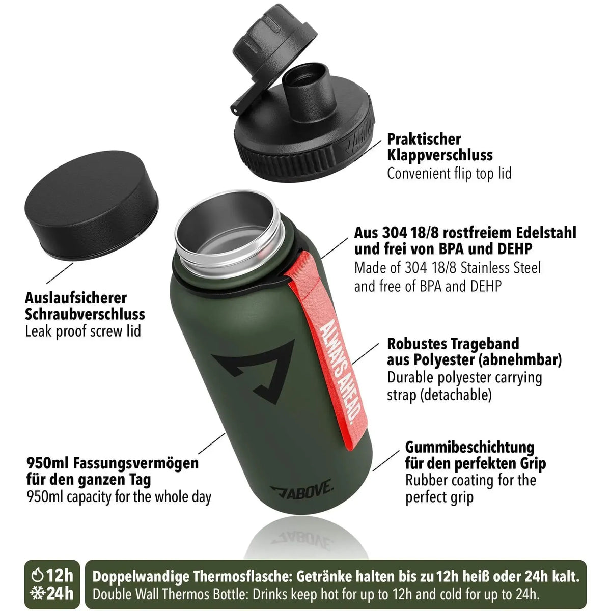 ABOVE. Edelstahl Trinkflasche | 950ml (Thermo)